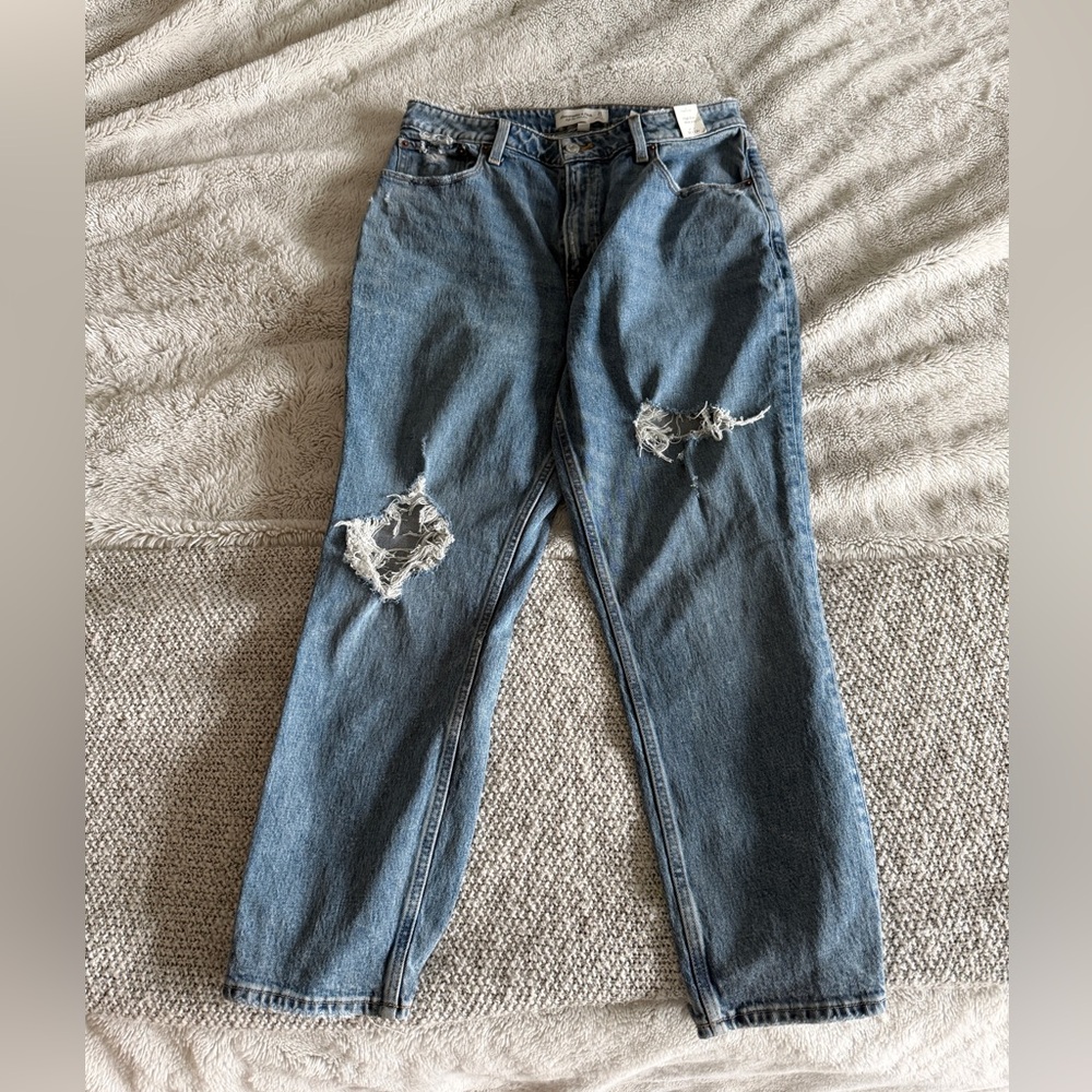 Abercrombie & Fitch Distressed Blue High-Rise Women's Jeans
